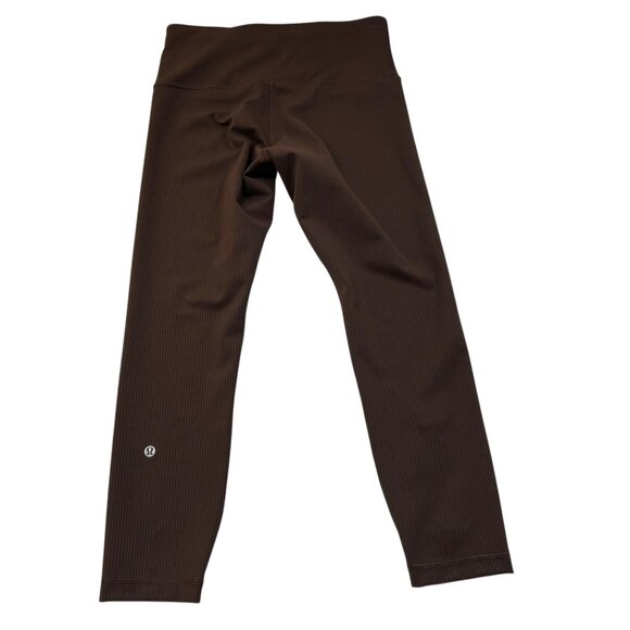 Lululemon Wunder Train High Rise Ribbed Crop Pant 23" Inseam Espresso Brown Sz 6 - Picture 1 of 5